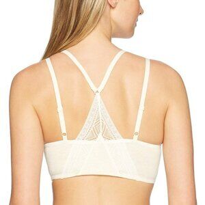 TOMMY HILFIGER OATMEAL HEATHER LIGHTLY LINED SIGNATURE LACE WIRE FREE BRA 34D